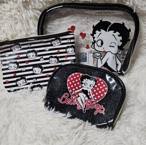 Betty Boop 3 Piece Cosmetic Bag Set Cute Makeup Bag Storage Bag Travel Organizer